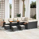 vidaXL Tuinbank Set 12 pcs Zwart poly rattan