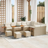 vidaXL Tuinbank Set 12 pcs Zwart poly rattan