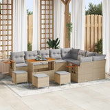 vidaXL Tuinbank Set 12 pcs Zwart poly rattan