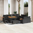 vidaXL Tuinbank Set 13 pcs Zwart poly rattan