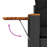 vidaXL Tuinbank Set 13 pcs Zwart poly rattan