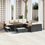 vidaXL Tuinbank Set 13 pcs Zwart poly rattan