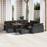 vidaXL Tuinbank Set 13 pcs Zwart poly rattan