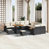 vidaXL Tuinbank Set 13 pcs Zwart poly rattan