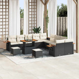 vidaXL Tuinbank Set 13 pcs Zwart poly rattan