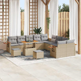 vidaXL Tuinbank Set 13 pcs Zwart poly rattan