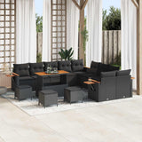 vidaXL Tuinbank Set 13 pcs Zwart poly rattan