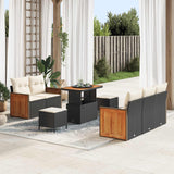 vidaXL Tuinbank Set 8 pcs Zwart Poly Rattan en Poedergecoat Staal