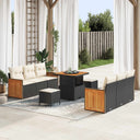 vidaXL Tuinbank Set 9 pcs Zwart Poly Rattan en Poedergecoat Staal