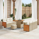 vidaXL Tuinbank Set 9 pcs Zwart Poly Rattan en Poedergecoat Staal