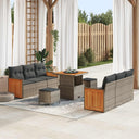 vidaXL Tuinbank Set 9 pcs Zwart Poly Rattan en Poedergecoat Staal
