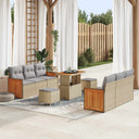 vidaXL Tuinbank Set 9 pcs Zwart Poly Rattan en Poedergecoat Staal