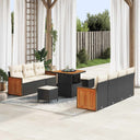 vidaXL Tuinbank Set 10 pcs Zwart Poly Rattan en Poedergecoat Staal