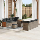 vidaXL Tuinbank Set 11 pcs Zwart Poly Rattan en Poedergecoat Staal
