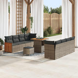 vidaXL Tuinbank Set 11 pcs Zwart Poly Rattan en Poedergecoat Staal