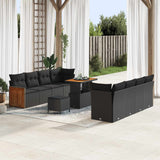 vidaXL Tuinbank Set 11 pcs Zwart Poly Rattan en Poedergecoat Staal