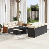 vidaXL Tuinbank Set 11 pcs Zwart Poly Rattan en Poedergecoat Staal