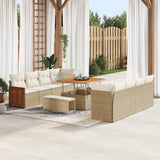 vidaXL Tuinbank Set 11 pcs Zwart Poly Rattan en Poedergecoat Staal
