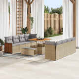 vidaXL Tuinbank Set 11 pcs Zwart Poly Rattan en Poedergecoat Staal