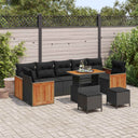 vidaXL Tuinbank Set 10 pcs Zwart Poly Rattan en Poedergecoat Staal