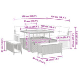 vidaXL Tuinbank Set 8 pcs Zwart Poly Rattan en Poedergecoat Staal