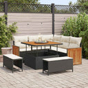 vidaXL Tuinbank Set 8 pcs Zwart Poly Rattan en Poedergecoat Staal