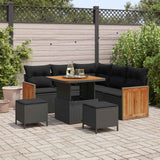 vidaXL Tuinbank Set 8 pcs Zwart Poly Rattan en Poedergecoat Staal