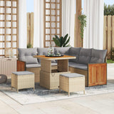 vidaXL Tuinbank Set 8 pcs Zwart Poly Rattan en Poedergecoat Staal