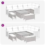 vidaXL Tuinbank Set 9 pcs Zwart Poly Rattan en Poedergecoat Staal