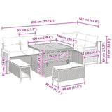 vidaXL Tuinbank Set 9 pcs Zwart Poly Rattan en Poedergecoat Staal