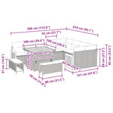 vidaXL Tuinbank Set 12 pcs Zwart Poly Rattan en Poedergecoat Staal