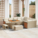 vidaXL Tuinbank Set 12 pcs Zwart Poly Rattan en Poedergecoat Staal