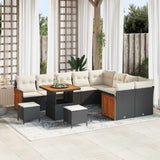 vidaXL Tuinbank Set 12 pcs Zwart Poly Rattan en Poedergecoat Staal