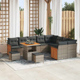 vidaXL Tuinbank Set 12 pcs Zwart Poly Rattan en Poedergecoat Staal