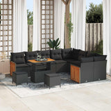 vidaXL Tuinbank Set 12 pcs Zwart Poly Rattan en Poedergecoat Staal