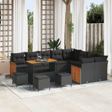 vidaXL Tuinbank Set 12 pcs Zwart Poly Rattan en Poedergecoat Staal