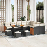 vidaXL Tuinbank Set 12 pcs Zwart Poly Rattan en Poedergecoat Staal