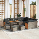 vidaXL Tuinbank Set 12 pcs Zwart Poly Rattan en Poedergecoat Staal
