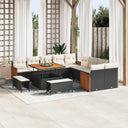 vidaXL Garden Bench Set 13 pcs Black Poly Rattan and Powder-Coated Steel