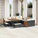 vidaXL Garden Bench Set 13 pcs Black Poly Rattan and Powder-Coated Steel