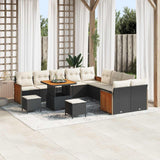 vidaXL Garden Bench Set 13 pcs Black Poly Rattan and Powder-Coated Steel