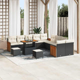 vidaXL Garden Bench Set 13 pcs Black Poly Rattan and Powder-Coated Steel