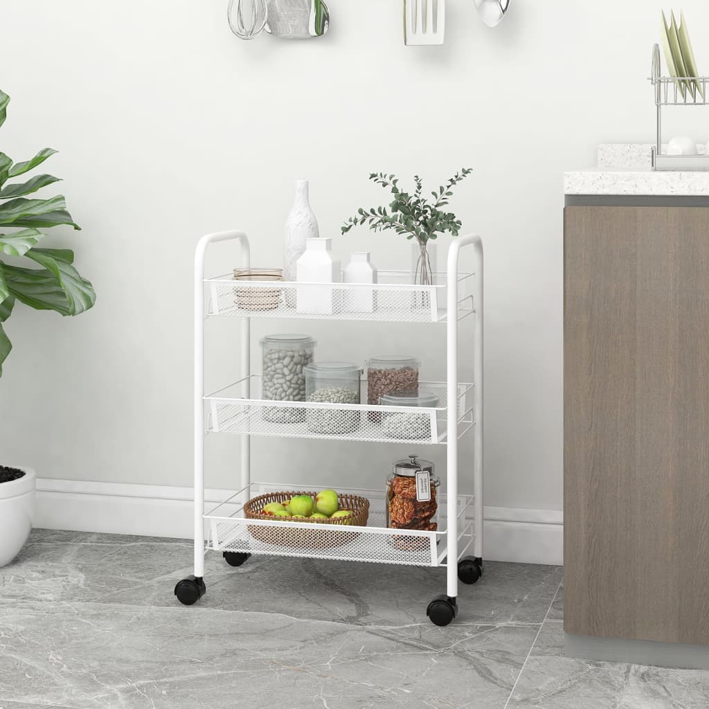 vidaXL Keukentrolley 3-laags 46x26x64 cm ijzer zwart