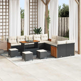 vidaXL Garden Bench Set 13 pcs Black Poly Rattan and Powder-Coated Steel