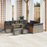 vidaXL Garden Bench Set 13 pcs Black Poly Rattan and Powder-Coated Steel