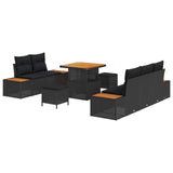vidaXL Tuinbank Set 8 pcs Zwart Poly Riet en Poedergecoat Staal