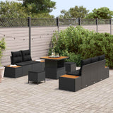 vidaXL Tuinbank Set 8 pcs Zwart Poly Riet en Poedergecoat Staal