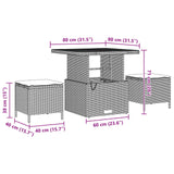 vidaXL Tuinbank Set 8 pcs Zwart Poly Riet en Poedergecoat Staal