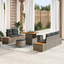 vidaXL Tuinbank Set 8 pcs Zwart Poly Riet en Poedergecoat Staal