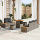 vidaXL Tuinbank Set 8 pcs Zwart Poly Riet en Poedergecoat Staal